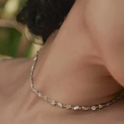Tomfoolery Hali Silver & White Sapphire Necklace Fashion