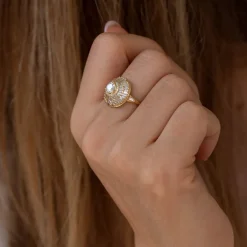 Tomfoolery Halo Engagement Ring with Baguette Diamonds Best