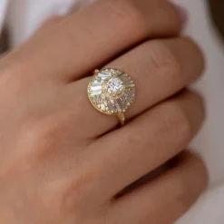 Tomfoolery Halo Engagement Ring with Baguette Diamonds Best