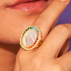Tomfoolery Hera Mother of Pearl Statement Ring Outlet