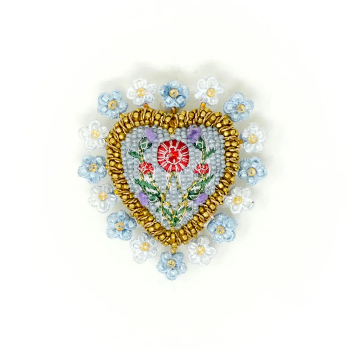 Tomfoolery Heritage Heart Beaded Sequin Brooch Best
