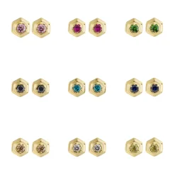 Tomfoolery Hex Gold Plated Gem Studs Best