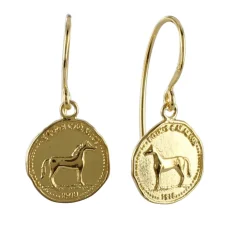 Tomfoolery Horse Coin Earrings in Gold Vermeil Online