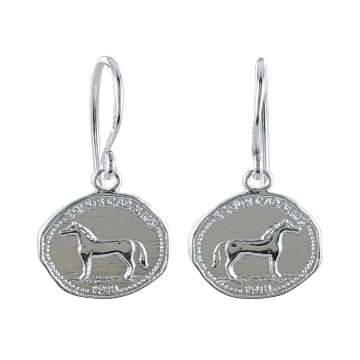 Tomfoolery Horse Coin Earrings in Silver Clearance