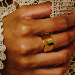 Tomfoolery Ines Wide Gold Ring New