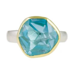 Tomfoolery Irregular Aquamarine Flat Band Ring Clearance