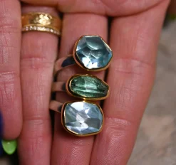 Tomfoolery Irregular Aquamarine Flat Band Ring Clearance