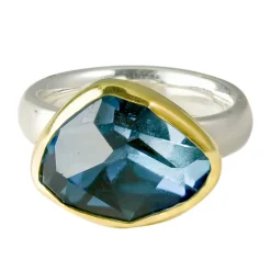 Tomfoolery Irregular Blue Topaz Flat Band Ring New