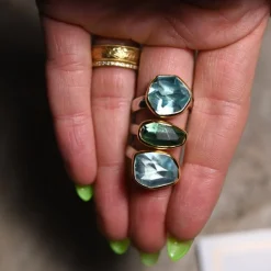 Tomfoolery Irregular Blue Topaz Flat Band Ring New