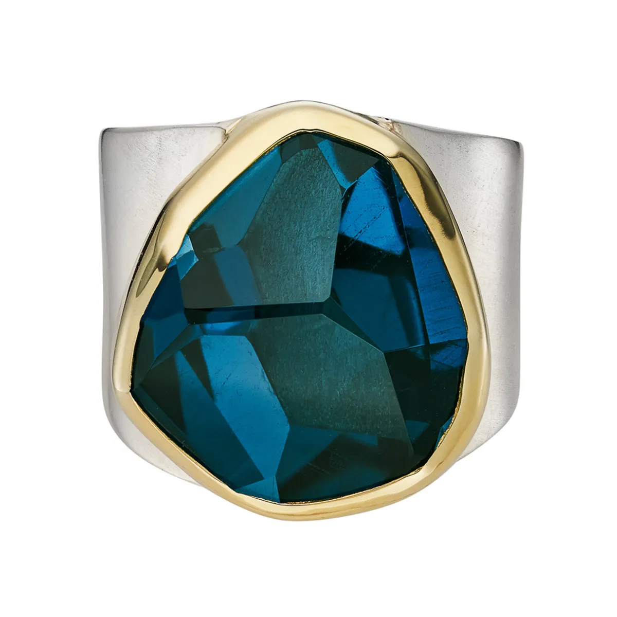 Tomfoolery Irregular Blue Topaz Wide Statement Ring Sale