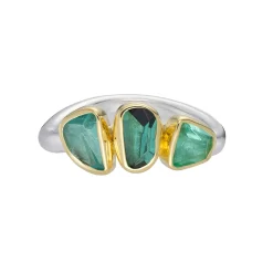 Tomfoolery Irregular Green Tourmaline Three Stone Ring Online