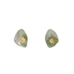 Tomfoolery Irregular Green Tourmaline & Diamond Drilled Set Studs Hot