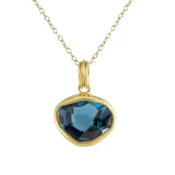 Tomfoolery Irregular Oval Topaz 18ct Yellow Gold Pendant Necklace Fashion
