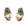 Tomfoolery Irregular Oxidised Silver & White Sapphire Studs Sale