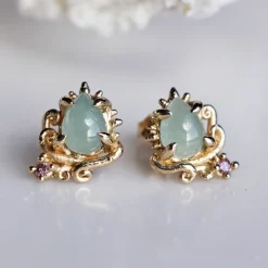 Tomfoolery Jade & Pink Diamond Gypsy Cove Studs Fashion