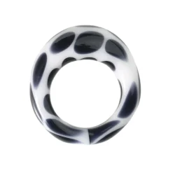 Tomfoolery Jet Black Polka Dot Glass Ring Clearance