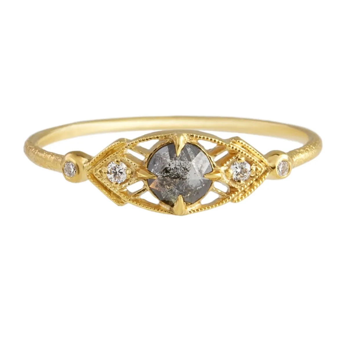 Tomfoolery 14k Yellow Gold Diamond Isadora Ring Clearance