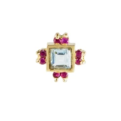 Tomfoolery 18k yellow gold Topaz Ruby Les Lucioles stud Best