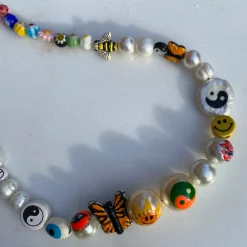 Tomfoolery Kaleidoscope Dream Beaded Pearl & Ceramic Necklace New