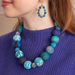 Tomfoolery Kantha Azure Bauble Statement Necklace Clearance