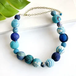 Tomfoolery Kantha Azure Bauble Statement Necklace Clearance