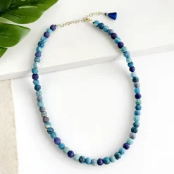 Tomfoolery Kantha Azure Classic Beaded Necklace Sale