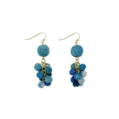 Tomfoolery Kantha Azure Dangle Cluster Earrings Clearance