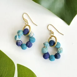 Tomfoolery Kantha Azure Orbital Drop Earrings Discount