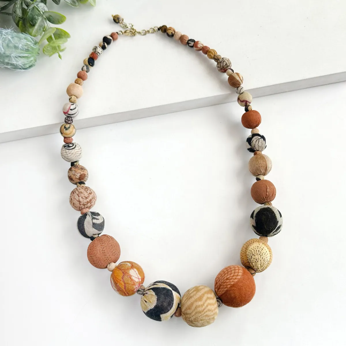 Tomfoolery Kantha Desertscape Beaded Statement Necklace New