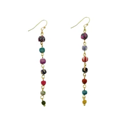 Tomfoolery Kantha Milieu Linear Drop Earrings Discount