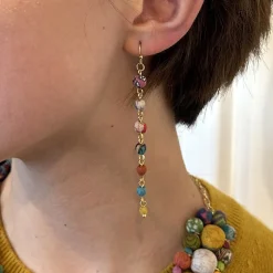 Tomfoolery Kantha Milieu Linear Drop Earrings Discount