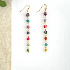 Tomfoolery Kantha Milieu Linear Drop Earrings Discount