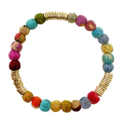 Tomfoolery Kantha Paillette Beaded Bracelet Clearance