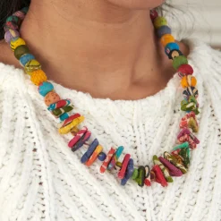 Tomfoolery Kantha Paired Beaded Triangle Necklace Sale