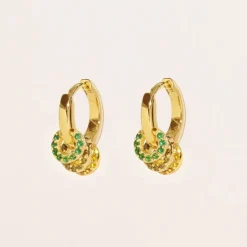 Tomfoolery Karma Hoop Earrings in Green & Yellow Online