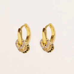 Tomfoolery Karma Hoop Earrings in Purple, Champagne & Black Discount