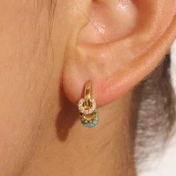 Tomfoolery Karma Hoop Earrings in White, Green & Turquoise Sale