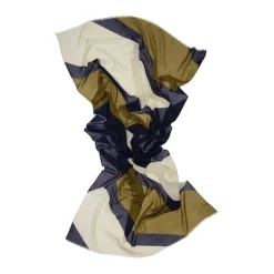 Tomfoolery Khaki, Dark Blue and Taupe Geometric Scarf Hot