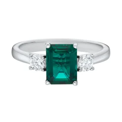 Tomfoolery Lab Emerald & Diamond Three Stone Ring Outlet