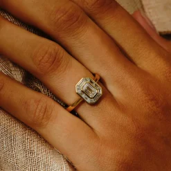 Tomfoolery Lab Emerald Cut Diamond Channel Set Ring Fashion