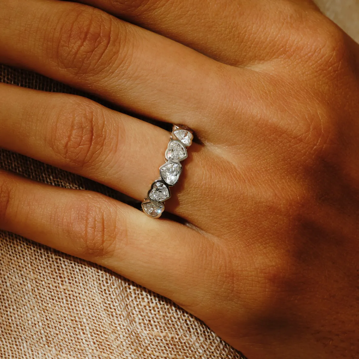 Tomfoolery Lab Heart Diamond Half Eternity Ring Sale