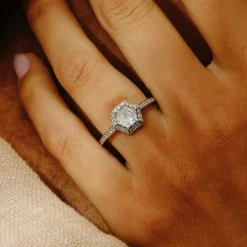 Tomfoolery Lab Hexagon Diamond Halo Ring Best