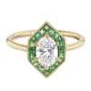 Tomfoolery Lab Oval Diamond Hex Emerald Channel Set Ring Fashion