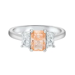 Tomfoolery Lab Radiant Pink Diamond Three Stone Ring Clearance