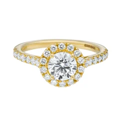 Tomfoolery Lab Round Diamond Halo Yellow Gold Ring Best