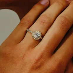 Tomfoolery Lab Round Diamond Halo Yellow Gold Ring Best