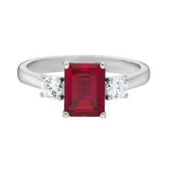 Tomfoolery Lab Ruby & Diamond Three Stone Ring New