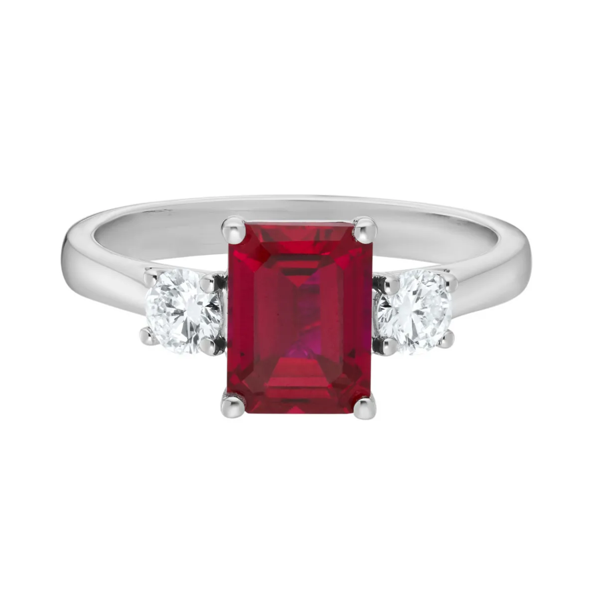 Tomfoolery Lab Ruby & Diamond Three Stone Ring New