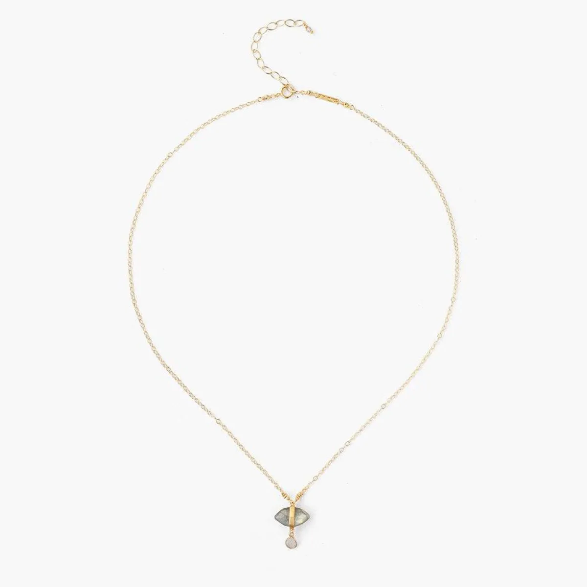 Tomfoolery Labradorite Evil Eye & Sliced Diamond Charm Necklace Sale