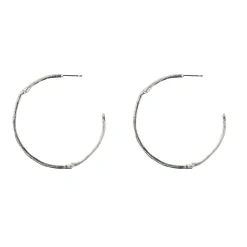 Tomfoolery Large Bamboo Hoops in Silver Sale